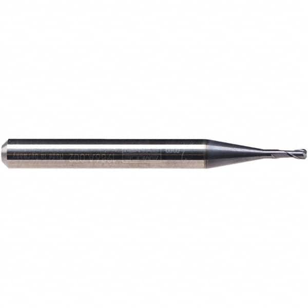 Emuge - 1mm Diam, 2mm LOC, 2 Flute Solid Carbide Roughing & Finishing End Mill - TiAlN Finish, 57mm OAL, 6mm Shank Diam, Cylindrical Shank, 30° Helix, Stub Length - Americas Industrial Supply