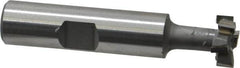 Made in USA - 9/16" Cut Diam, 15/64" Cut Width, 17/64" Neck Diam, 1/2" Shank Diam, 2-19/32" OAL, C2 Carbide-Tipped T-Slot Cutter - Uncoated, 1/4" Bolt, 1-13/16" Shank Length, Staggered Teeth, 6 Teeth, Weldon Flat - Americas Industrial Supply
