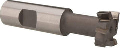 Made in USA - 31/32" Cut Diam, 25/64" Cut Width, 17/32" Neck Diam, 3/4" Shank Diam, 3-7/16" OAL, C2 Carbide-Tipped T-Slot Cutter - Uncoated, 1/2" Bolt, 2-1/16" Shank Length, Staggered Teeth, 6 Teeth, Weldon Flat - Americas Industrial Supply