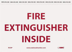 NMC - Fire Extinguisher Inside, Pressure Sensitive Vinyl Fire Sign - 9" Wide x 6" High - Americas Industrial Supply