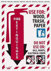 NMC - Fire Extinguisher - Use for: Wood, Paper, Trash - Do Not Use on: Oils, Paints, Electrical Equipment, Pressure Sensitive Vinyl Fire Sign - 9" Wide x 12" High - Americas Industrial Supply