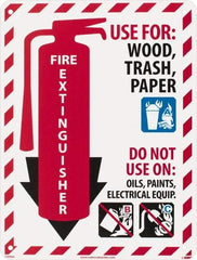 NMC - Fire Extinguisher - Use for: Wood, Paper, Trash - Do Not Use on: Oils, Paints, Electrical Equipment, Plastic Fire Sign - 9" Wide x 12" High - Americas Industrial Supply