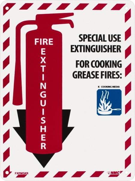 NMC - Fire Extinguisher - Special Use Extinguisher for Cooking Grease Fire:, Plastic Fire Sign - 9" Wide x 12" High - Americas Industrial Supply