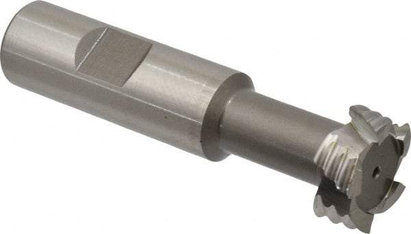 Interstate - 31/32" Cut Diam, 25/64" Cut Width, 17/32" Neck Diam, 3/4" Shank Diam, 3-7/16" OAL, M42 Cobalt T-Slot Cutter - Uncoated, 1/2" Bolt, 3-3/64" Shank Length, Straight Teeth, 5 Teeth, Roughing - Americas Industrial Supply