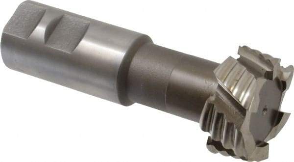 Interstate - 1-27/32" Cut Diam, 53/64" Cut Width, 1-1/32" Neck Diam, 1-1/4" Shank Diam, 4-13/16" OAL, M42 Cobalt T-Slot Cutter - Uncoated, 1" Bolt, 3-63/64" Shank Length, Straight Teeth, 6 Teeth, Roughing - Americas Industrial Supply