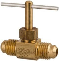 Parker - 1/4" Pipe, Inline Needle Valve - Flare x Flare Ends, Brass Valve, 150 Max psi - Americas Industrial Supply