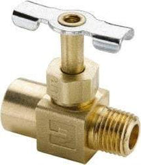 Parker - 1/4" Pipe, Inline Needle Valve - FNPTF x MNPTF Ends, Brass Valve, 150 Max psi - Americas Industrial Supply