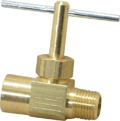 Parker - 1/8" Pipe, Inline Needle Valve - FNPTF x MNPTF Ends, Brass Valve, 150 Max psi - Americas Industrial Supply