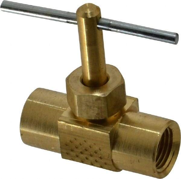 Parker - 1/8" Pipe, Inline Needle Valve - FNPTF x FNPTF Ends, Brass Valve, 150 Max psi - Americas Industrial Supply