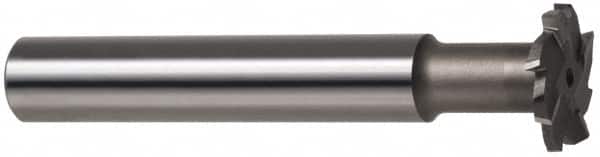 Made in USA - 1-1/4" Cut Diam, 5/16" Cut Width, 19/32" Neck Diam, 3/4" Shank Diam, 5-1/8" OAL, M2 High Speed Steel T-Slot Cutter - Uncoated, Staggered Teeth, 8 Teeth, Weldon Flat - Americas Industrial Supply