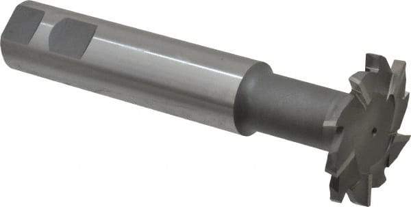 Interstate - 2" Cut Diam, 1/4" Cut Width, 1" Shank Diam, 5-11/16" OAL, M42 Cobalt T-Slot Cutter - Staggered Teeth, 10 Teeth - Americas Industrial Supply