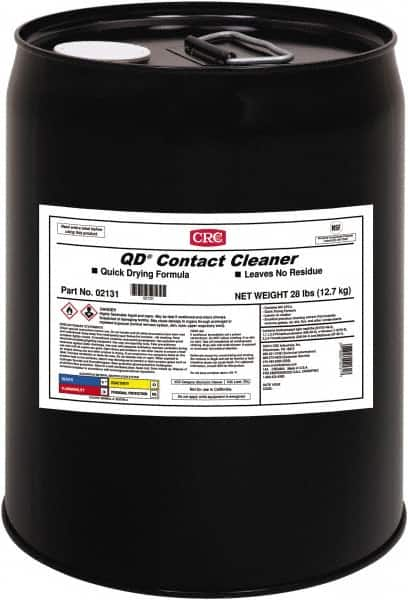 CRC - 5 Gallon Pail Contact Cleaner - 0°F Flash Point, 22,600 Volt Dielectric Strength, Flammable, Food Grade, Plastic Safe - Americas Industrial Supply