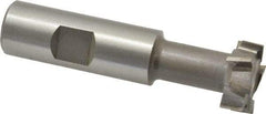 Made in USA - 31/32" Cut Diam, 25/64" Cut Width, 17/32" Neck Diam, 3/4" Shank Diam, 3-7/16" OAL, M42 Cobalt T-Slot Cutter - Uncoated, 1/2" Bolt, 2-1/16" Shank Length, Staggered Teeth, 8 Teeth, Weldon Flat - Americas Industrial Supply