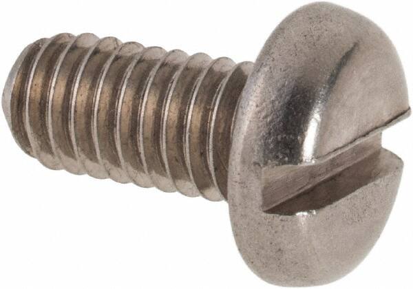 Value Collection - M4x0.70 Metric Coarse, 8mm Length Under Head Slotted Drive Machine Screw - Pan Head, Grade 316 & A4 Stainless Steel, Uncoated, Without Washer - Americas Industrial Supply