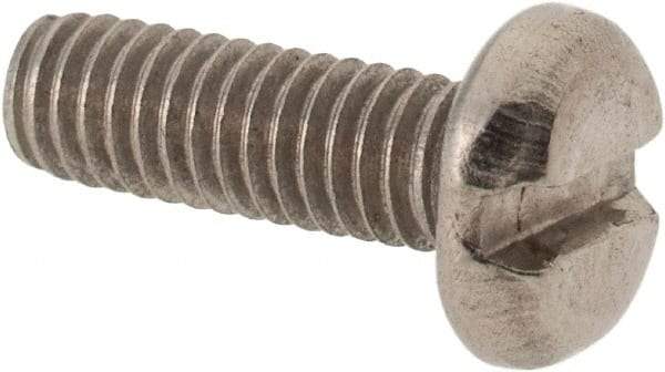 Value Collection - M4x0.70 Metric Coarse, 12mm Length Under Head Slotted Drive Machine Screw - Pan Head, Grade 316 & A4 Stainless Steel, Uncoated, Without Washer - Americas Industrial Supply
