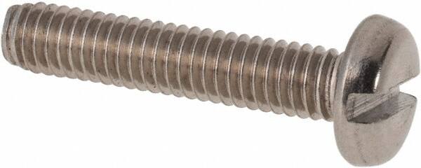 Value Collection - M4x0.70 Metric Coarse, 20mm Length Under Head Slotted Drive Machine Screw - Pan Head, Grade 316 & A4 Stainless Steel, Uncoated, Without Washer - Americas Industrial Supply