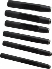 General - 6 Piece, 3/16 to 1/2", Hollow Punch Set - Square Shank, Comes in Plastic Roll - Americas Industrial Supply