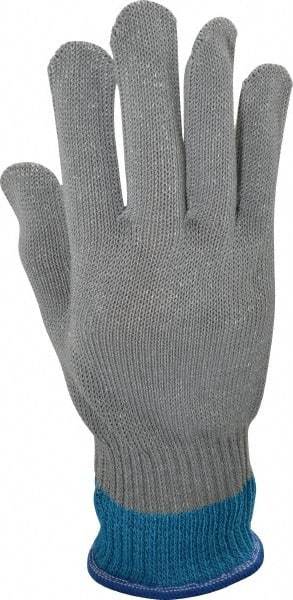 Whizard - Size M (8), ANSI Cut Lvl 5, HPPE Fiber/Stainless Steel Cut Resistant Gloves - Knit Wrist, Silver, Ambidextrous - Americas Industrial Supply