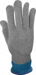 Whizard - Size M (8), ANSI Cut Lvl 5, HPPE Fiber/Stainless Steel Cut Resistant Gloves - Knit Wrist, Silver, Ambidextrous - Americas Industrial Supply