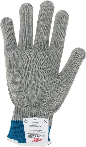 Whizard - Size L (9), ANSI Cut Lvl 5, HPPE Fiber/Stainless Steel Cut Resistant Gloves - Knit Wrist, Silver, Ambidextrous - Americas Industrial Supply