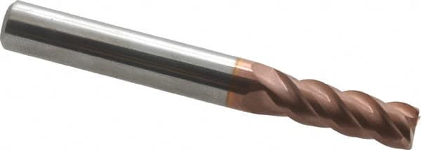 ProMax - 9/32", 3/4" LOC, 5/16" Shank Diam, 2-1/2" OAL, 4 Flute, Solid Carbide Square End Mill - Single End, TiCN Finish, Spiral Flute, 40° Helix, Right Hand Cut, Right Hand Flute, Series 111 - Americas Industrial Supply