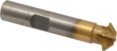 Whitney Tool Co. - 1/2" Diam x 1/8" Width of Cut, 45° Included Angle, Shank Connection, Carbide Tipped Single Angle Cutter - 3/8" Shank Diam, 2-1/8" Overall Length, Right Hand Cut, TiN Coated - Americas Industrial Supply