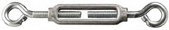 Made in USA - 52 Lb Load Limit, #12 Thread Diam, 1-13/16" Take Up, Aluminum Eye & Eye Turnbuckle - 2-9/16" Body Length, 3/16" Neck Length, 4-1/2" Closed Length - Americas Industrial Supply