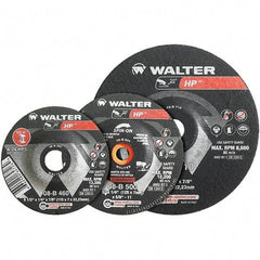 WALTER Surface Technologies - 24 Grit, 7" Wheel Diam, 1/4" Wheel Thickness, Type 28 Depressed Center Wheel - Aluminum Oxide, Resinoid Bond, 8,600 Max RPM - Americas Industrial Supply
