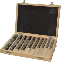 Interstate - 3/16 to 3/4", 4 Flute Square End Mill Set - Uncoated, High Speed Steel, Double End, 3/8, 1/2" Shank Diam, Centercutting - Americas Industrial Supply