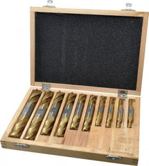 Interstate - 3/16 to 3/4", 4 Flute Square End Mill Set - TiN Coating, High Speed Steel, Double End, 3/8, 1/2" Shank Diam, Centercutting - Americas Industrial Supply