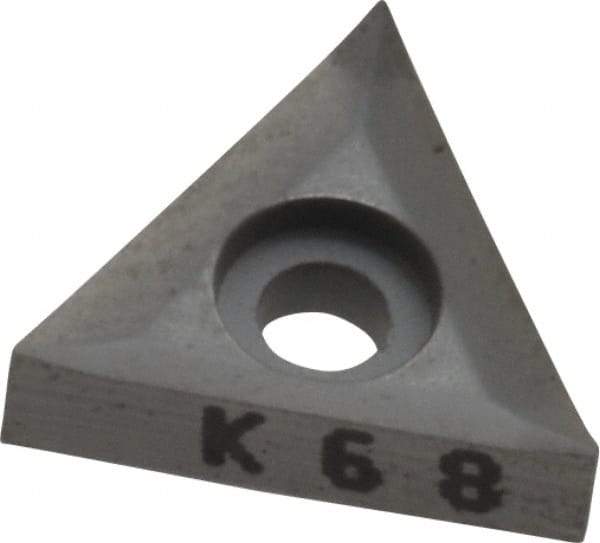 Kennametal - T220 F Grade K68 Carbide Turning Insert - Uncoated, 60° Triangle, 1/4" Inscr Circle, 1/8" Thick, 0.004" Corner Radius - Americas Industrial Supply