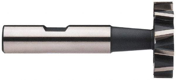 Interstate - 7/8" Diam x 7/32" Face Width, High Speed Steel, 10 Teeth, Shank Connection Woodruff Keyseat Cutter - Uncoated, 2-7/32" OAL x 1/2" Shank, Staggered Teeth, ANSI 707, Old Standard 12 - Americas Industrial Supply