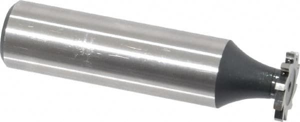 Interstate - 1/2" Diam x 1/16" Face Width, High Speed Steel, 8 Teeth, Shank Connection Woodruff Keyseat Cutter - Uncoated, 2-1/16" OAL x 1/2" Shank, Straight Teeth, ANSI 204, Old Standard 1 - Americas Industrial Supply