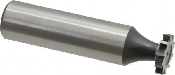 Interstate - 1/2" Diam x 3/32" Face Width, High Speed Steel, 8 Teeth, Shank Connection Woodruff Keyseat Cutter - Uncoated, 2-3/32" OAL x 1/2" Shank, Straight Teeth, ANSI 304, Old Standard 2 - Americas Industrial Supply