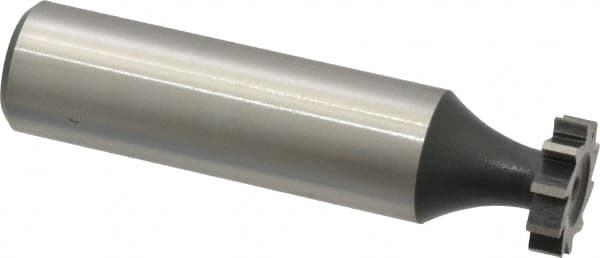 Interstate - 1/2" Diam x 1/8" Face Width, High Speed Steel, 8 Teeth, Shank Connection Woodruff Keyseat Cutter - Uncoated, 2-1/8" OAL x 1/2" Shank, Straight Teeth, ANSI 404, Old Standard 3 - Americas Industrial Supply