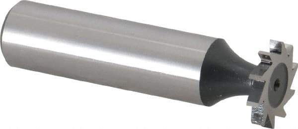 Interstate - 5/8" Diam x 3/32" Face Width, High Speed Steel, 8 Teeth, Shank Connection Woodruff Keyseat Cutter - Uncoated, 2-3/32" OAL x 1/2" Shank, Straight Teeth, ANSI 305, Old Standard 4 - Americas Industrial Supply