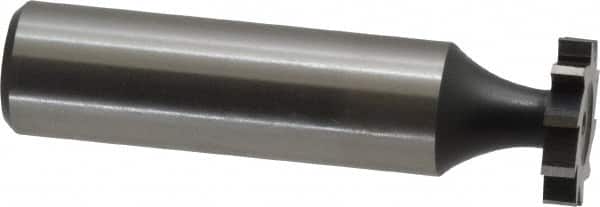 Interstate - 5/8" Diam x 1/8" Face Width, High Speed Steel, 8 Teeth, Shank Connection Woodruff Keyseat Cutter - Uncoated, 2-1/8" OAL x 1/2" Shank, Straight Teeth, ANSI 405, Old Standard 5 - Americas Industrial Supply