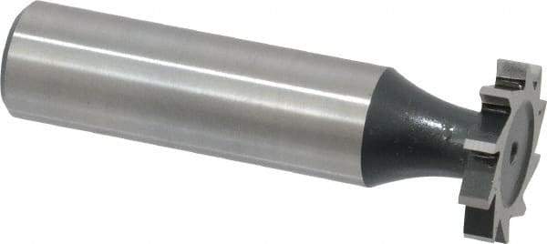 Interstate - 3/4" Diam x 1/8" Face Width, High Speed Steel, 10 Teeth, Shank Connection Woodruff Keyseat Cutter - Uncoated, 2-1/8" OAL x 1/2" Shank, Straight Teeth, ANSI 406, Old Standard 7 - Americas Industrial Supply
