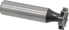 Interstate - 3/4" Diam x 1/8" Face Width, High Speed Steel, 10 Teeth, Shank Connection Woodruff Keyseat Cutter - Uncoated, 2-1/8" OAL x 1/2" Shank, Straight Teeth, ANSI 406, Old Standard 7 - Americas Industrial Supply
