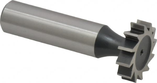 Interstate - 7/8" Diam x 7/32" Face Width, High Speed Steel, 10 Teeth, Shank Connection Woodruff Keyseat Cutter - Uncoated, 2-7/32" OAL x 1/2" Shank, Straight Teeth, ANSI 707, Old Standard 12 - Americas Industrial Supply