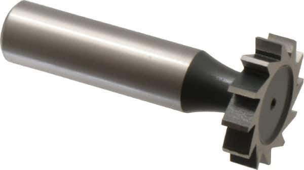 Interstate - 1" Diam x 7/32" Face Width, High Speed Steel, 12 Teeth, Shank Connection Woodruff Keyseat Cutter - Uncoated, 2-7/32" OAL x 1/2" Shank, Straight Teeth, ANSI 708, Old Standard 14 - Americas Industrial Supply