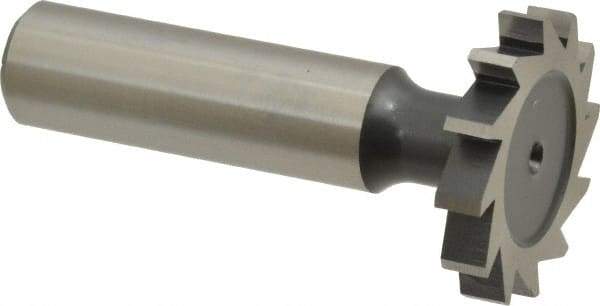 Interstate - 1-1/8" Diam x 3/16" Face Width, High Speed Steel, 12 Teeth, Shank Connection Woodruff Keyseat Cutter - Uncoated, 2-3/16" OAL x 1/2" Shank, Straight Teeth, ANSI 609, Old Standard 16 - Americas Industrial Supply