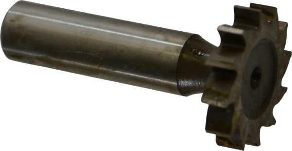 Interstate - 1-1/8" Diam x 7/32" Face Width, High Speed Steel, 12 Teeth, Shank Connection Woodruff Keyseat Cutter - Uncoated, 2-7/32" OAL x 1/2" Shank, Straight Teeth, ANSI 709, Old Standard 17 - Americas Industrial Supply