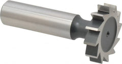 Interstate - 1-1/8" Diam x 1/4" Face Width, High Speed Steel, 12 Teeth, Shank Connection Woodruff Keyseat Cutter - Uncoated, 2-1/4" OAL x 1/2" Shank, Straight Teeth, ANSI 809, Old Standard 18 - Americas Industrial Supply