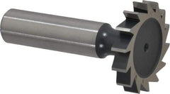 Interstate - 1-1/4" Diam x 7/32" Face Width, High Speed Steel, 14 Teeth, Shank Connection Woodruff Keyseat Cutter - Uncoated, 2-7/32" OAL x 1/2" Shank, Straight Teeth, ANSI 710, Old Standard 20 - Americas Industrial Supply