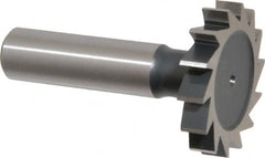 Interstate - 1-3/8" Diam x 1/4" Face Width, High Speed Steel, 14 Teeth, Shank Connection Woodruff Keyseat Cutter - Uncoated, 2-1/4" OAL x 1/2" Shank, Straight Teeth, ANSI 811, Old Standard 22 - Americas Industrial Supply