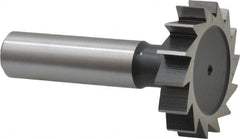 Interstate - 1-3/8" Diam x 5/16" Face Width, High Speed Steel, 14 Teeth, Shank Connection Woodruff Keyseat Cutter - Uncoated, 2-5/16" OAL x 1/2" Shank, Straight Teeth, ANSI 1011, Old Standard 23 - Americas Industrial Supply