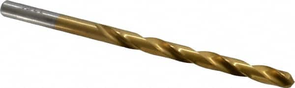 Chicago-Latrobe - 13/64" 135° High Speed Steel Jobber Drill - TiN Finish, Right Hand Cut, Spiral Flute, Straight Shank, 3-5/8" OAL, Split Point - Americas Industrial Supply