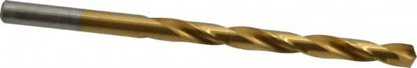 Chicago-Latrobe - 7/32" 135° High Speed Steel Jobber Drill - TiN Finish, Right Hand Cut, Spiral Flute, Straight Shank, 3-3/4" OAL, Split Point - Americas Industrial Supply