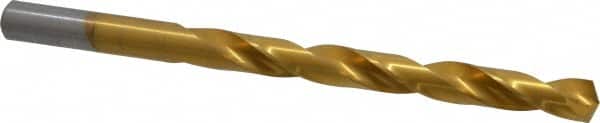 Chicago-Latrobe - 19/64" 135° High Speed Steel Jobber Drill - TiN Finish, Right Hand Cut, Spiral Flute, Straight Shank, 4-3/8" OAL, Split Point - Americas Industrial Supply